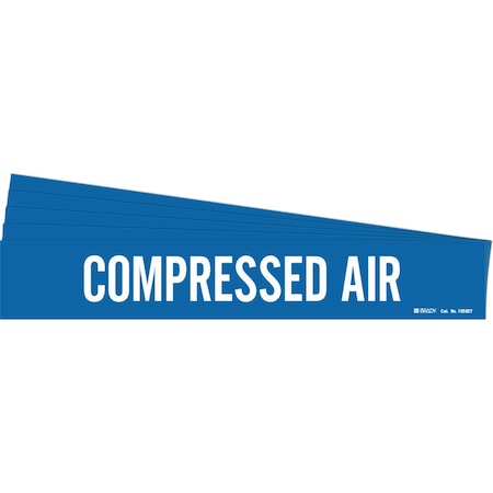 Brady COMPRESSED AIR Pipe Marker Style 1HV Polyester White on Blue 1 per Card, 5 PK 105807-PK